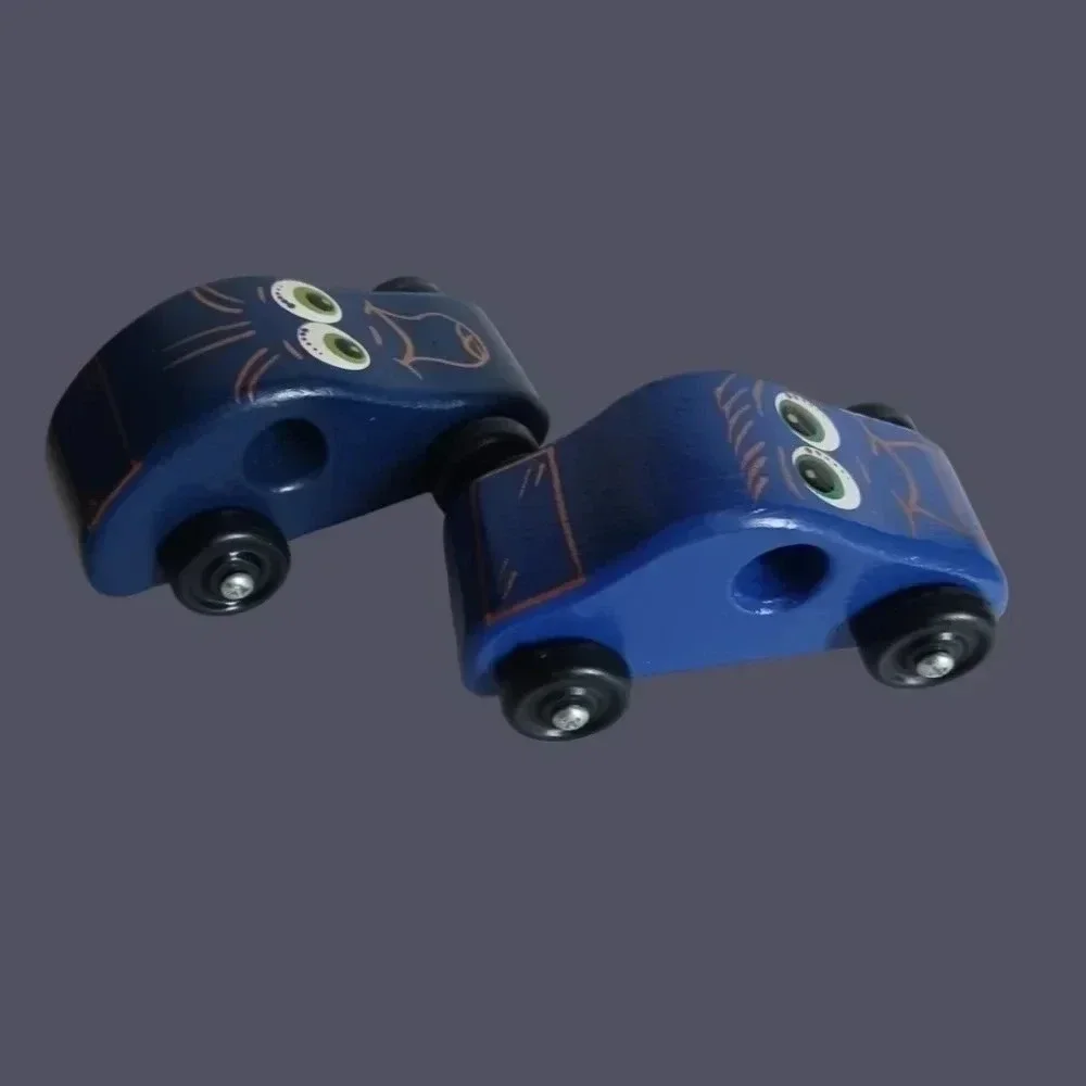 Tiny Tims vtg toy factory wooden cars set of 2 blue color